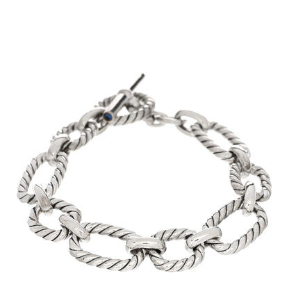 David Yurman Sterling Silver Blue Sapphire 12.5mm Cushion Link Bracelet 1 of 3
