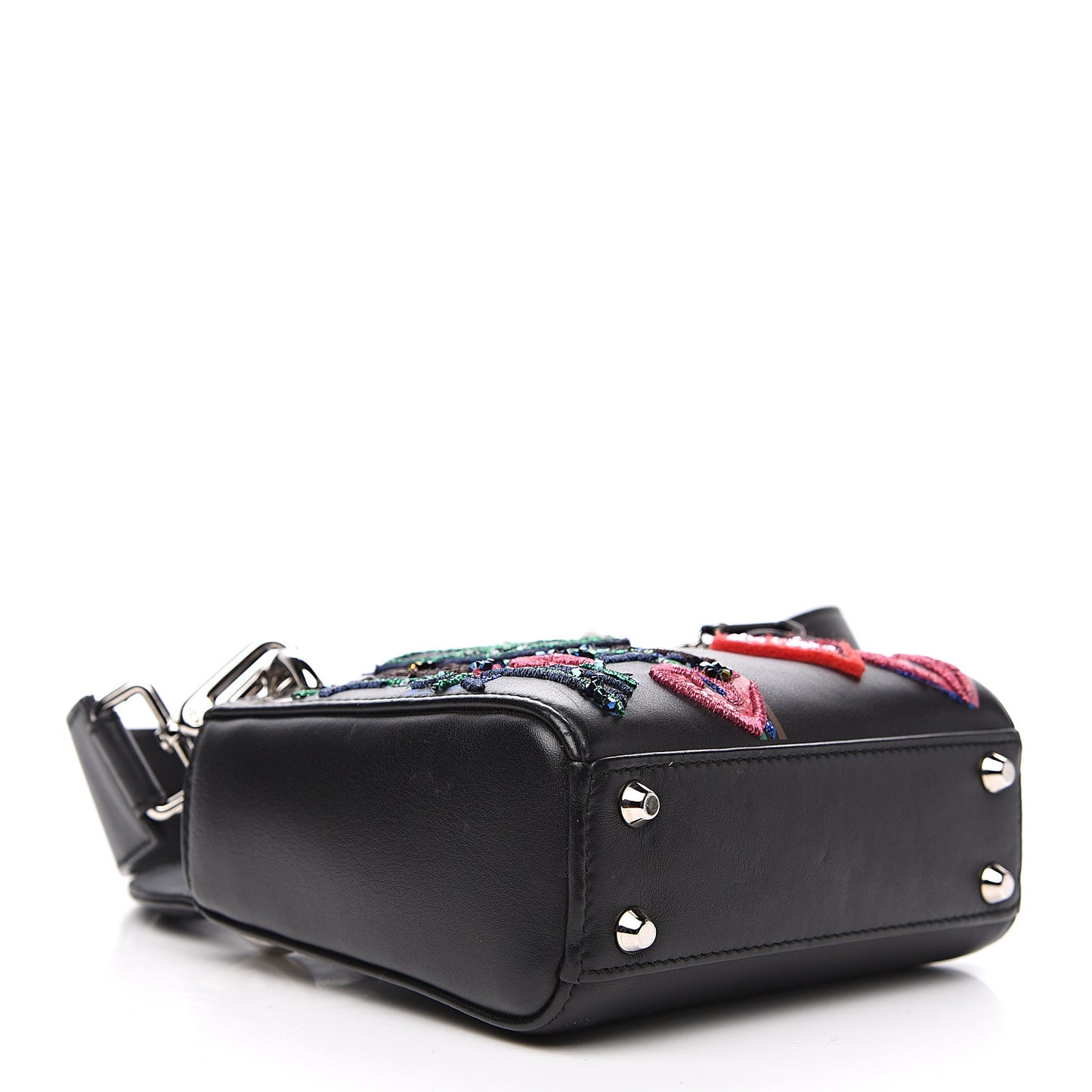 Smooth Calfskin Embroidered Micro Lady Dior Black