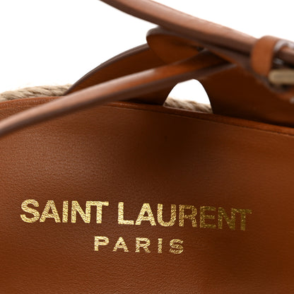 Saint Laurent Calfskin 85 Platform Espadrille Wedge Sandals 39.5 Brown 8 of 10