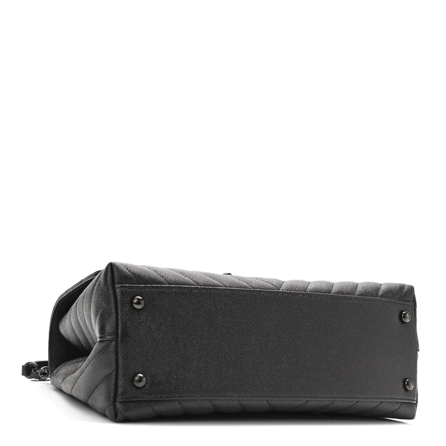 Caviar Chevron Quilted Small Coco Handle Flap So Black