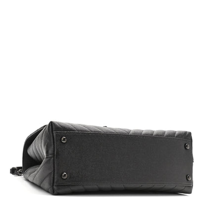 Chanel Caviar Chevron Quilted Small Coco Handle Flap So Black 4 of 9