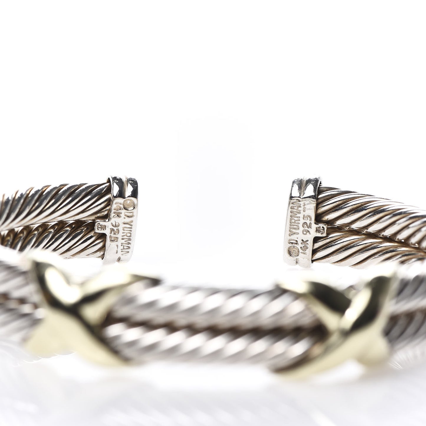 Sterling Silver 14K Yellow Gold 10mm Double X Bracelet