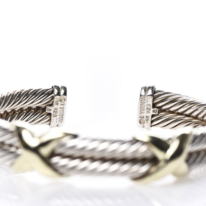 David Yurman Sterling Silver 14K Yellow Gold 10mm Double X Bracelet 4 of 4