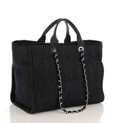 Chanel Canvas Large Deauville Tote Dark Blue 3 of 7