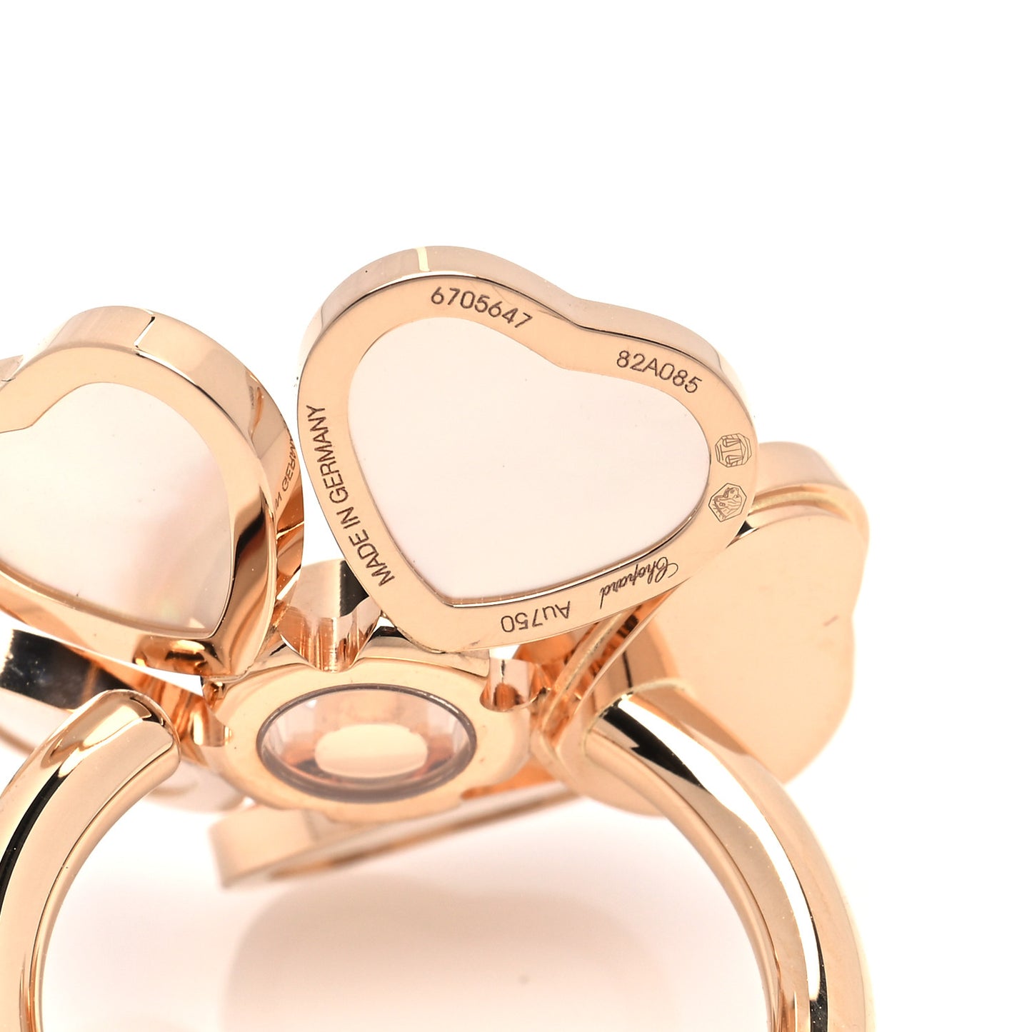 18K Rose Gold Diamond Mother of Pearl Happy Hearts Flower Ring 52 6