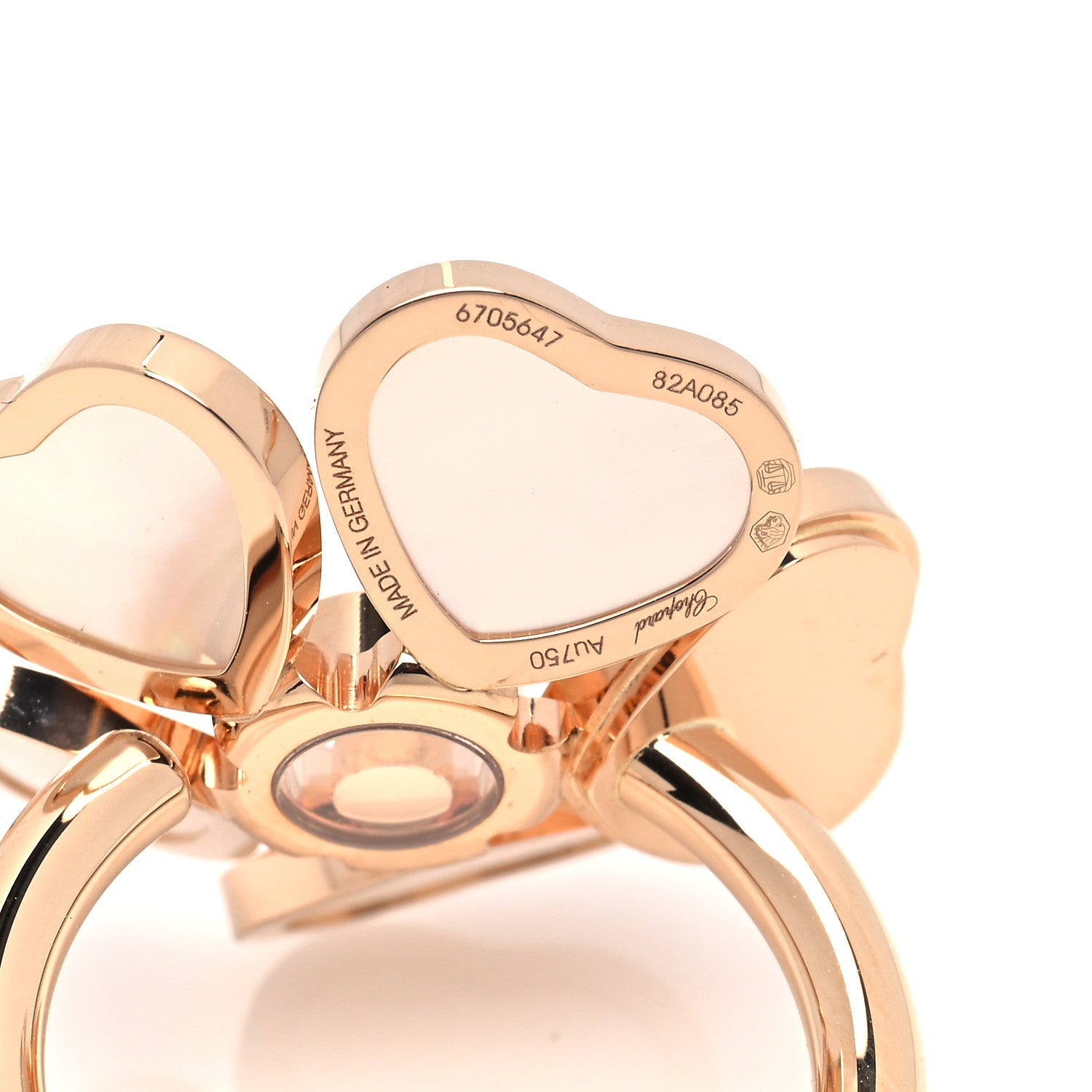 Chopard 18K Rose Gold Diamond Mother of Pearl Happy Hearts Flower Ring 52 6 4 of 5