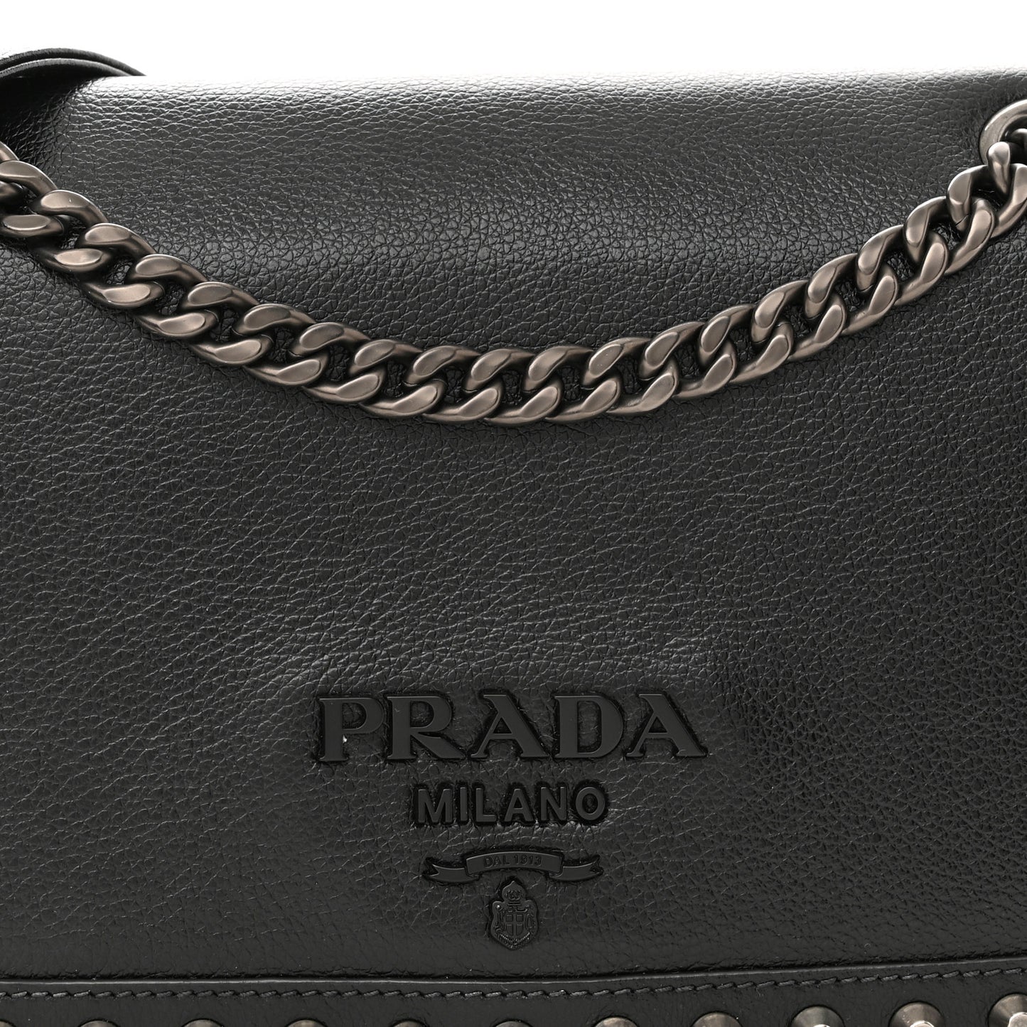 Glace Calfskin Studded Crossbody Black