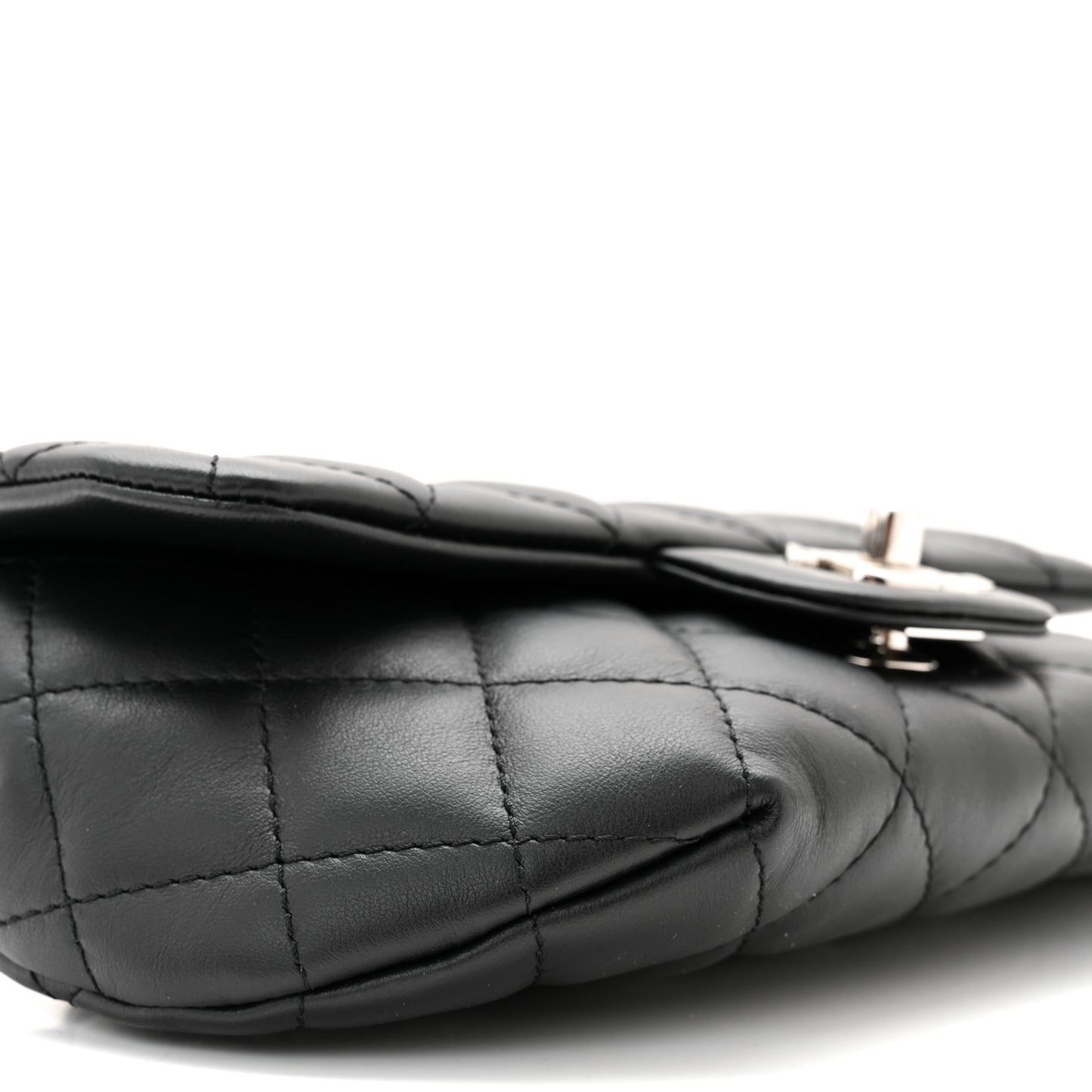 Calfskin Quilted CC Uniform Flap Belt Bag Black