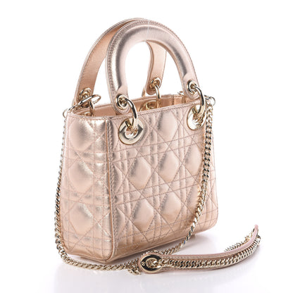 Christian Dior Lambskin Cannage Mini Lady Dior Metallic Champagne 4 of 9