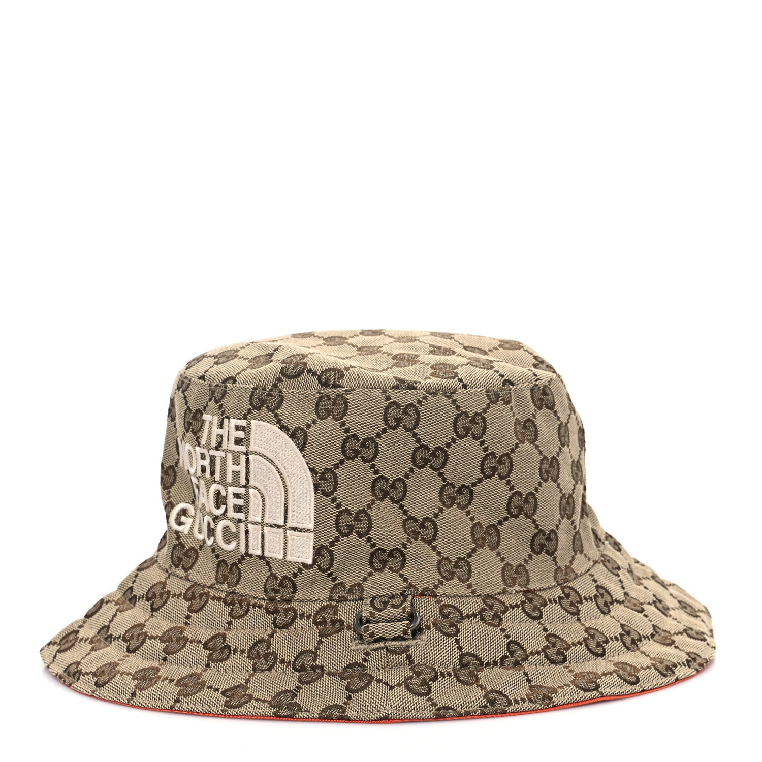 Gucci X NORTH FACE Canvas GG Monogram Reversible Hat S Beige Deep Orange 4 of 13
