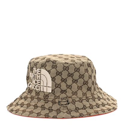 Gucci X NORTH FACE Canvas GG Monogram Reversible Hat S Beige Deep Orange 4 of 13