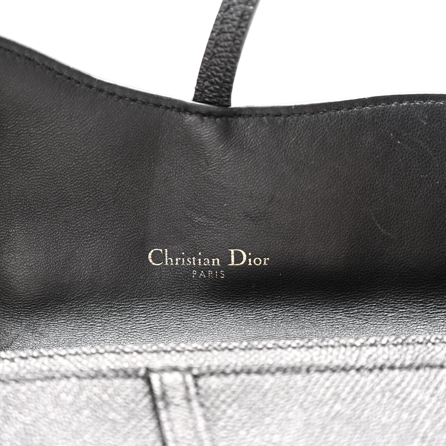 Grained Calfskin Saddle Chain Wallet Pouch Black