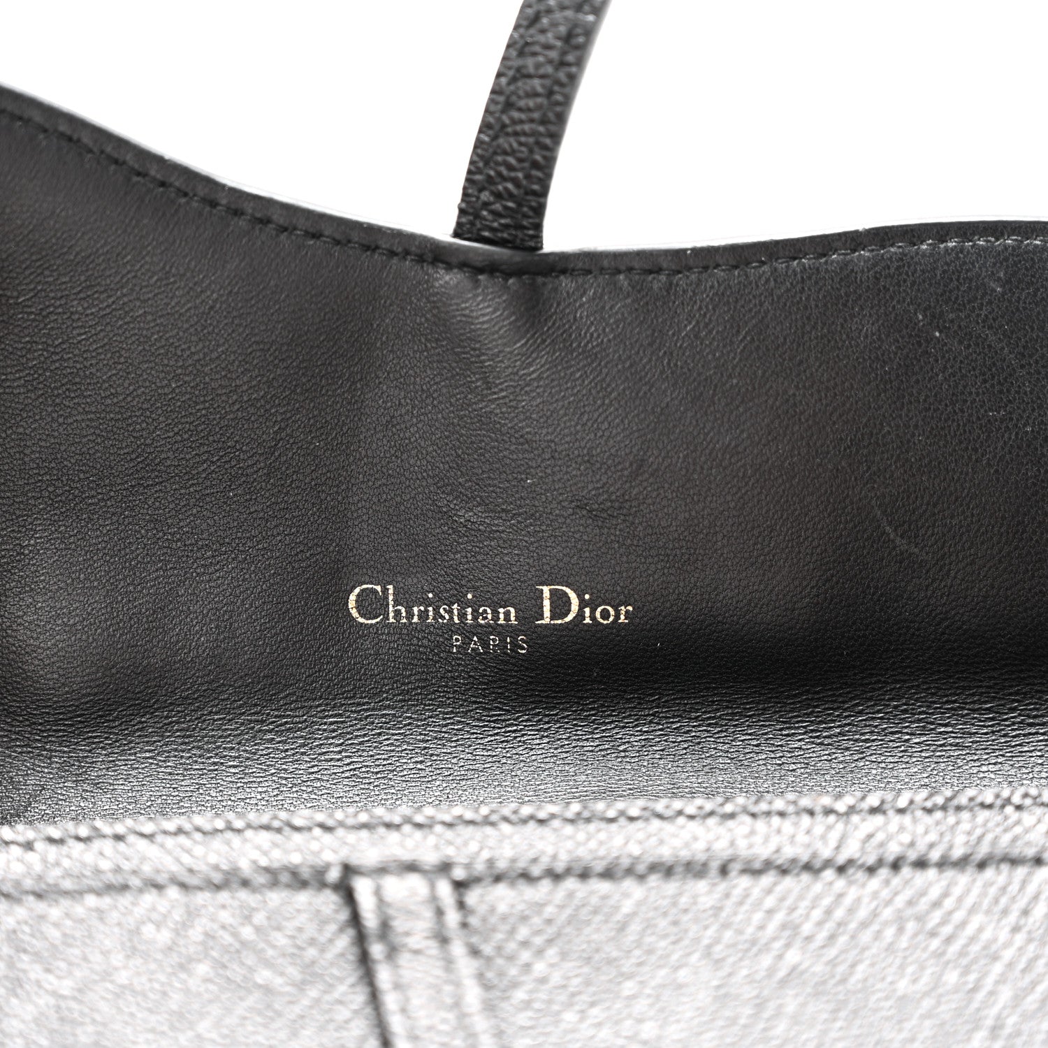 Christian Dior Grained Calfskin Saddle Chain Wallet Pouch Black 6 of 10
