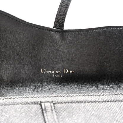 Christian Dior Grained Calfskin Saddle Chain Wallet Pouch Black 6 of 10