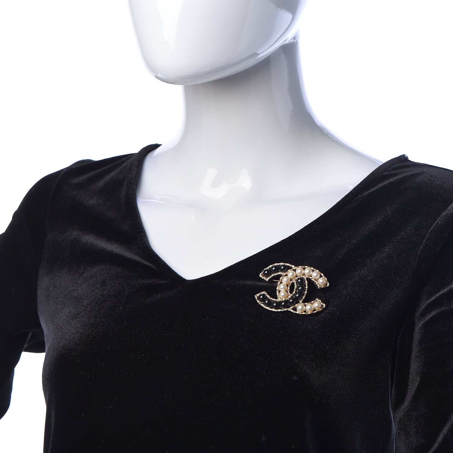 Chanel Pearl CC Brooch Gold Black 2 of 5