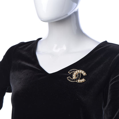 Chanel Pearl CC Brooch Gold Black 2 of 5