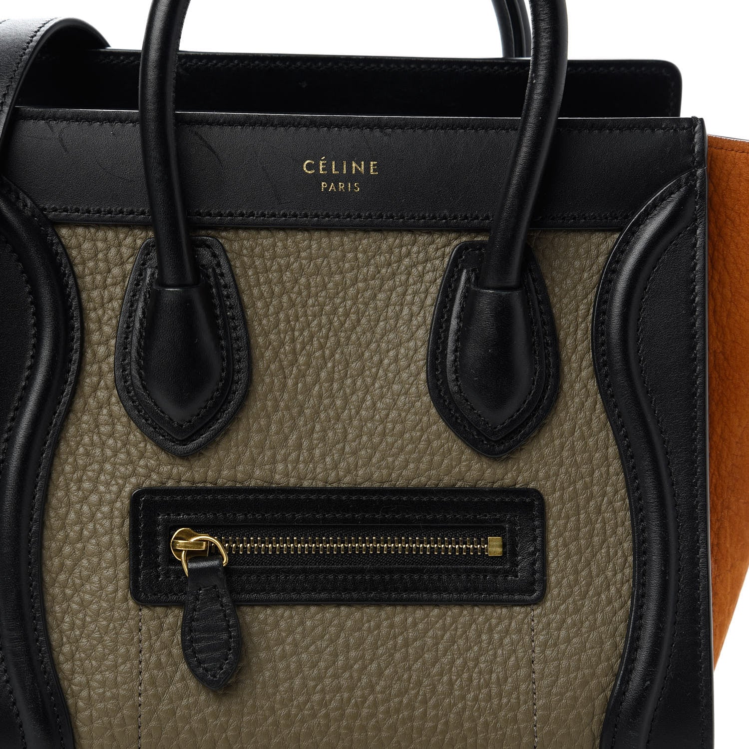 Celine Bullhide Calfskin Nubuck Nano Tri-Color Luggage Khaki 10 of 11