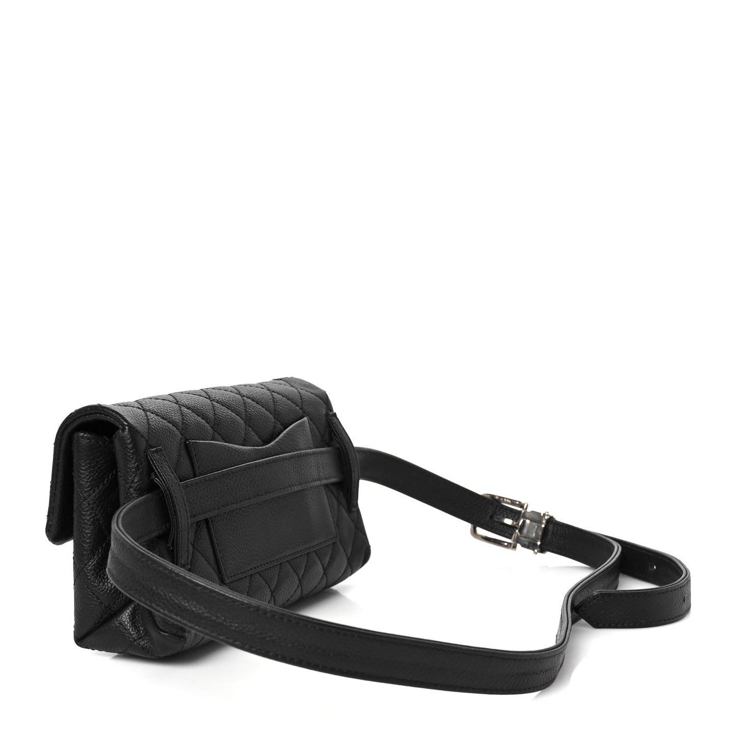 Grained Calfskin Quilted 2.55 Reissue Flap Belt Bag Clutch Black