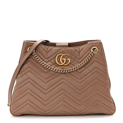 Gucci Calfskin Matelasse Medium GG Marmont Shoulder Tote Bag Porcelain Rose 1 of 10