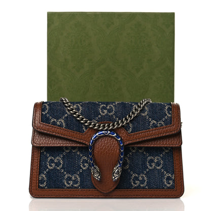 Gucci New Denim GG Monogram Dollar Calfskin Enamel Super Mini Dionysus Shoulder Bag Blue Tea Cuir Epilog Electric Blue 10 of 10