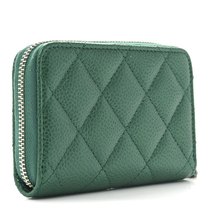 Chanel Metallic Caviar Quilted Zip Coin Purse Green 3 of 8