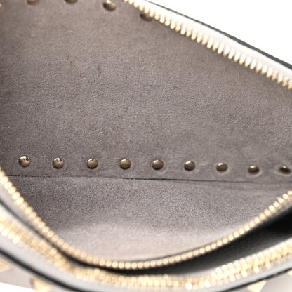 Valentino Garavani Pebbled Calfskin Rockstud Double Zip Camera Crossbody Bag Grey 5 of 11