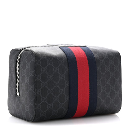 Gucci GG Supreme Monogram Web Toiletry Case Black Grey 3 of 8