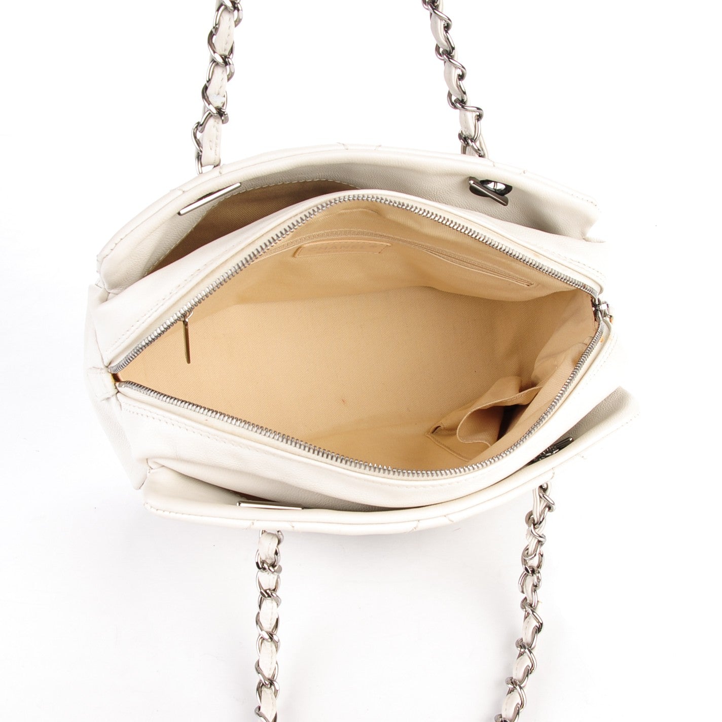 Chanel Calfskin Small Diamond Stitch Tote White 5 of 8