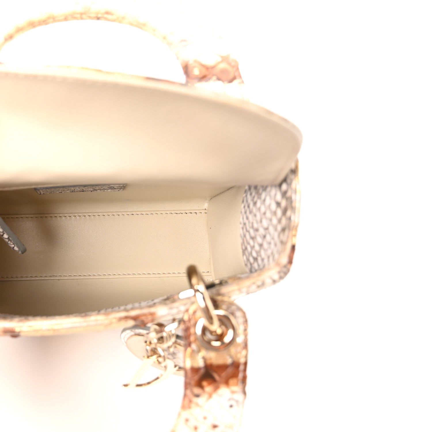 Christian Dior Snakeskin Mini Lady Dior Beige Gold 5 of 9