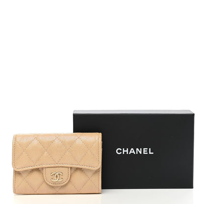 Chanel Iridescent Caviar Quilted Flap Card Holder Wallet Beige 9 of 9