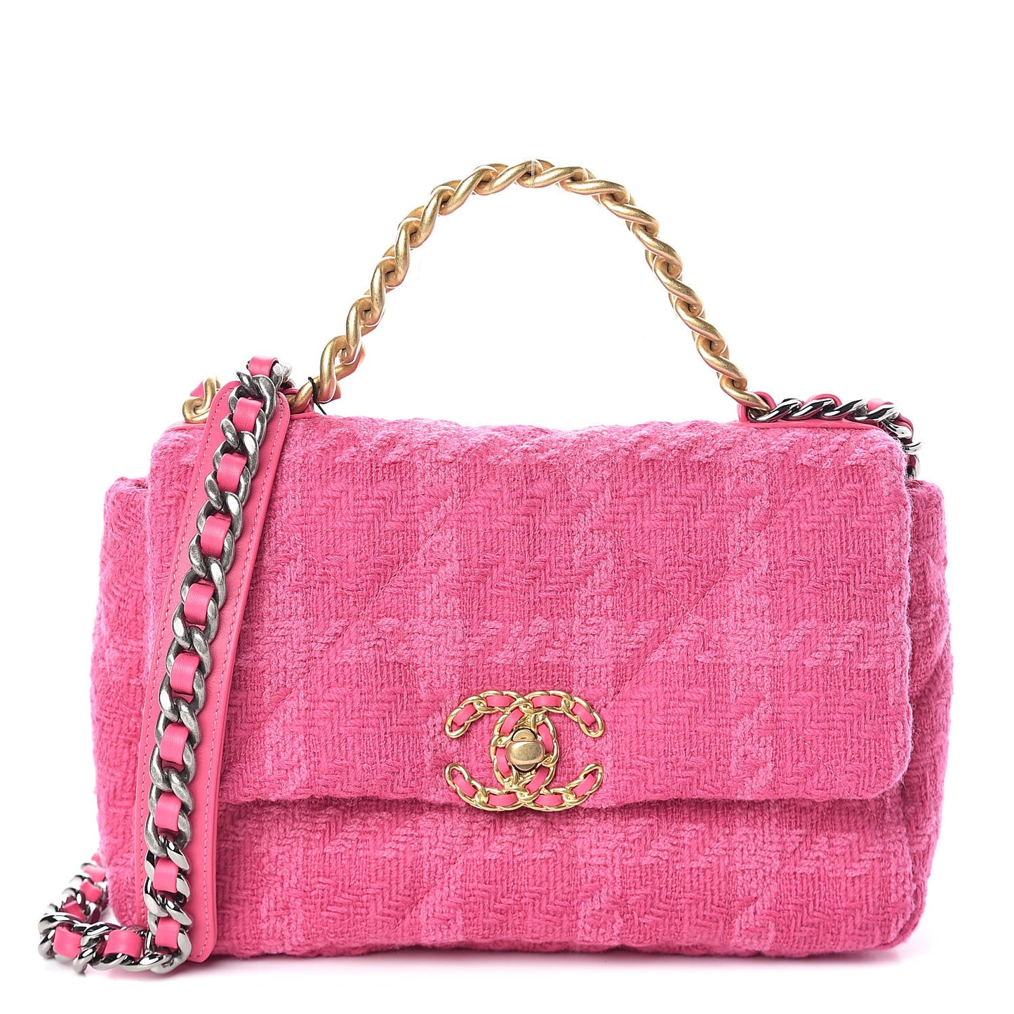 Tweed Quilted Medium 19 Flap Pink
