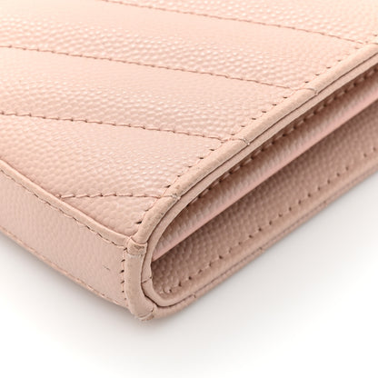 Saint Laurent Grain De Poudre Matelasse Chevron Monogram Chain Wallet Pale Pink 13 of 18