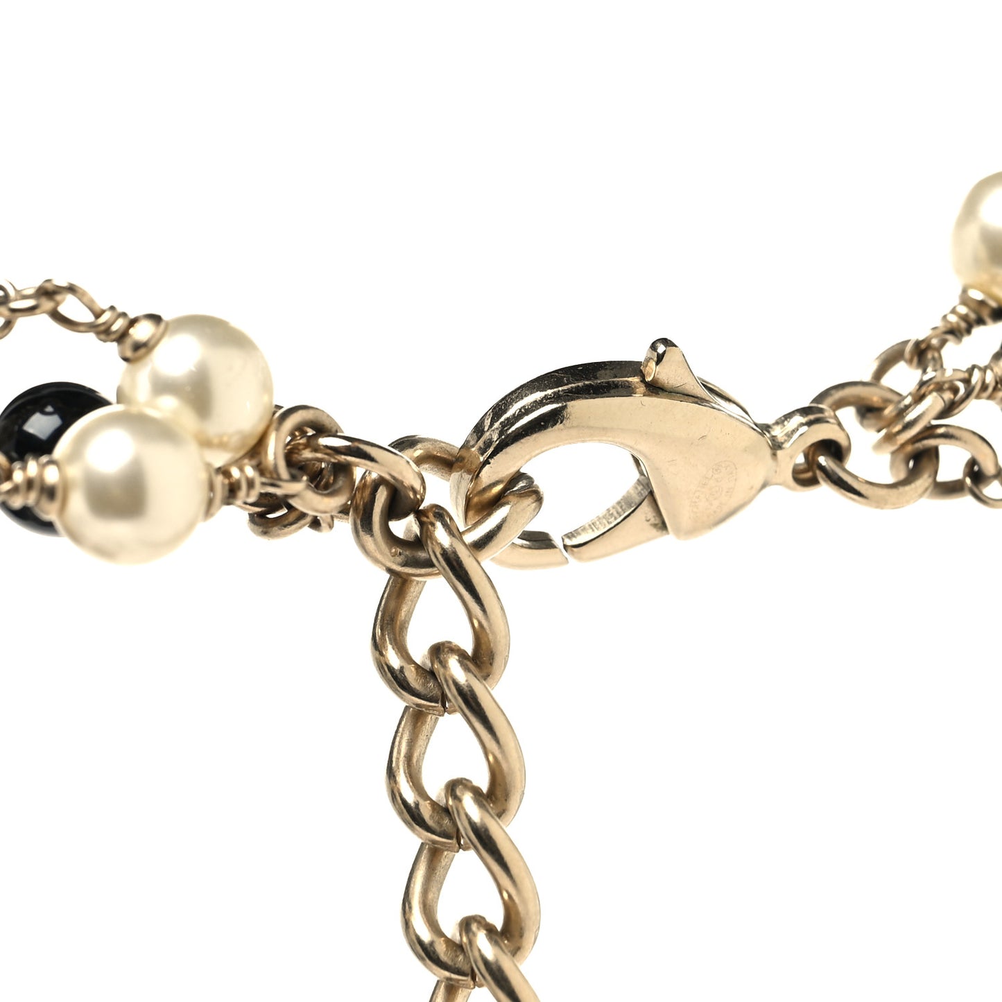 Pearl CC 100th Anniversary Coco Charm Necklace Black Beige Gold