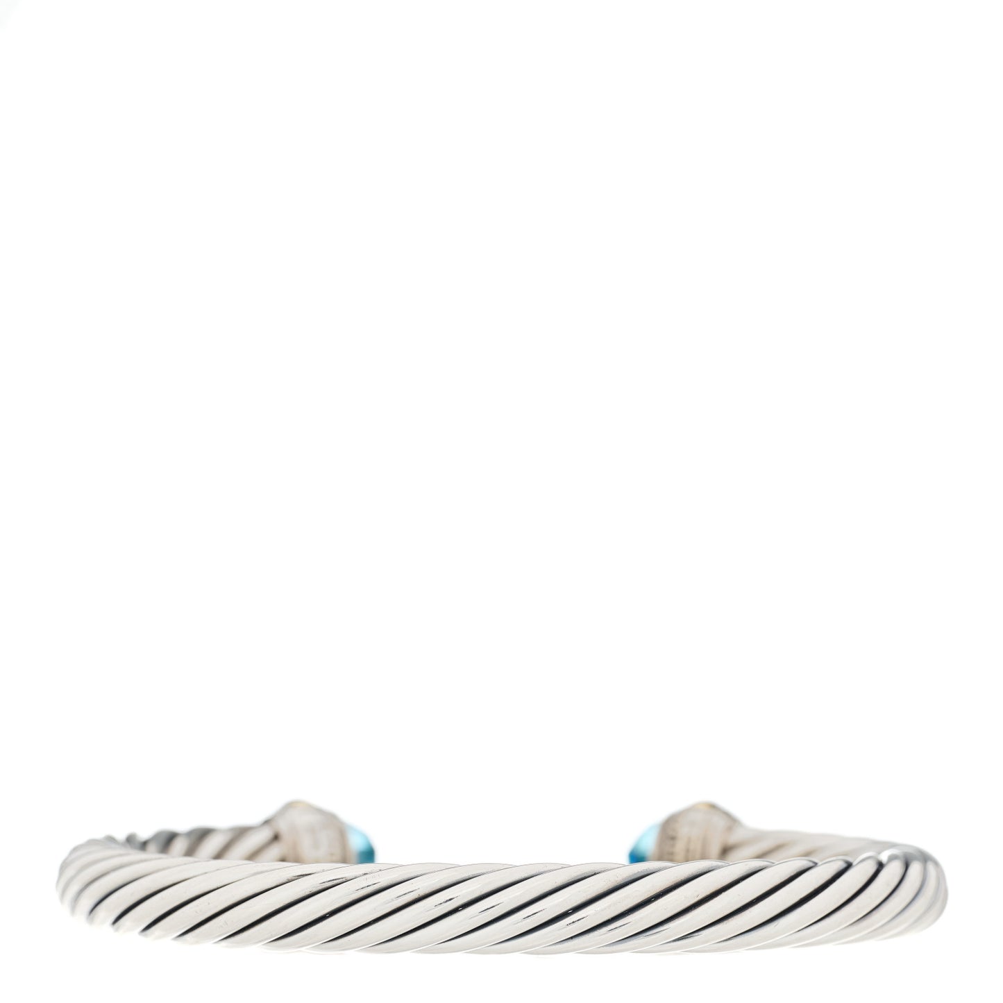 Sterling Silver 14K Yellow Gold Blue Topaz 7mm Cable Classics Bracelet