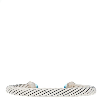 David Yurman Sterling Silver 14K Yellow Gold Blue Topaz 7mm Cable Classics Bracelet 2 of 3