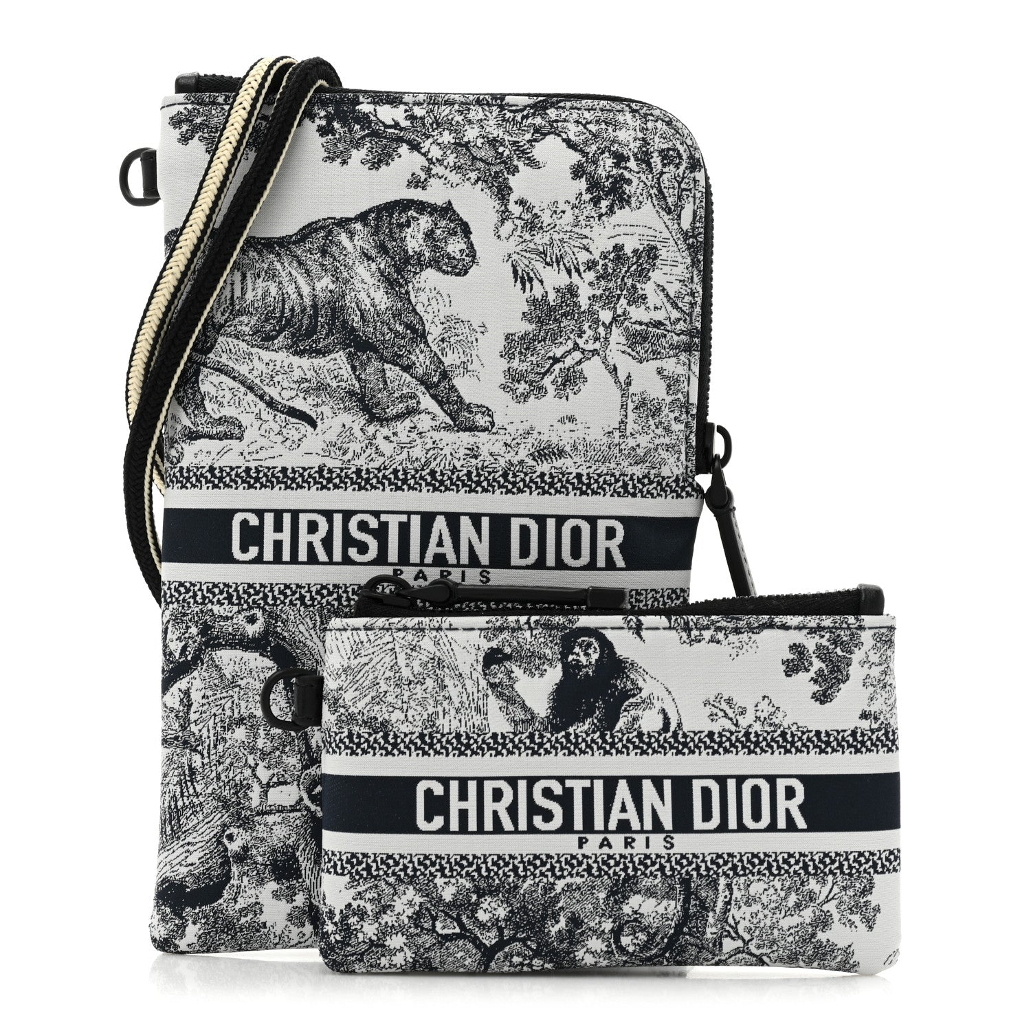 Christian Dior Technical Fabric Embroidered Toile De Jouy DiorTravel Multifunction Pouch Blue 1 of 13