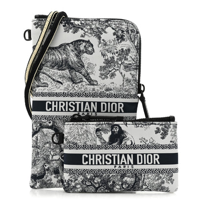 Christian Dior Technical Fabric Embroidered Toile De Jouy DiorTravel Multifunction Pouch Blue 1 of 13