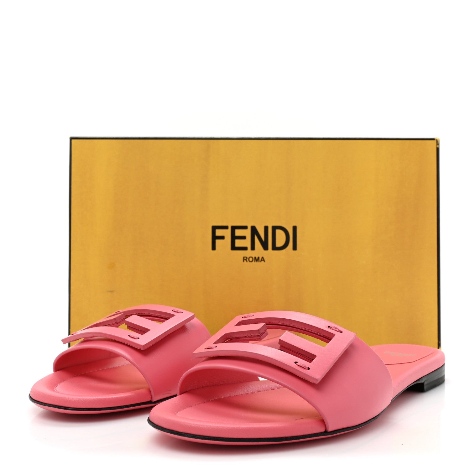 Fendi Vitello Cuoio Baguette Flat Slide Sandals 38 Pink Dalia 9 of 9