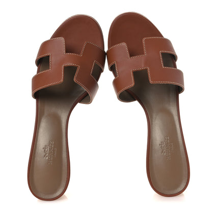 Hermes Calfskin Oasis Sandals 39 Gold 2 of 12