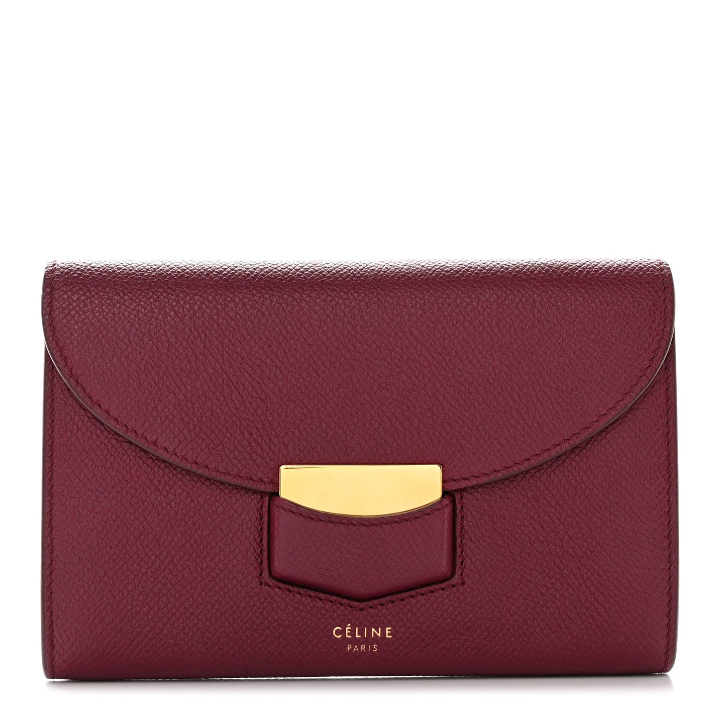 Grained Calfskin Medium Trotteur Multifunction Flap Wallet Plum