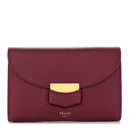 Celine Grained Calfskin Medium Trotteur Multifunction Flap Wallet Plum 1 of 15