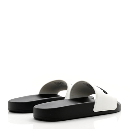 Balenciaga Rubber Womens Logo Pool Slide Sandals 38 Black White 4 of 7