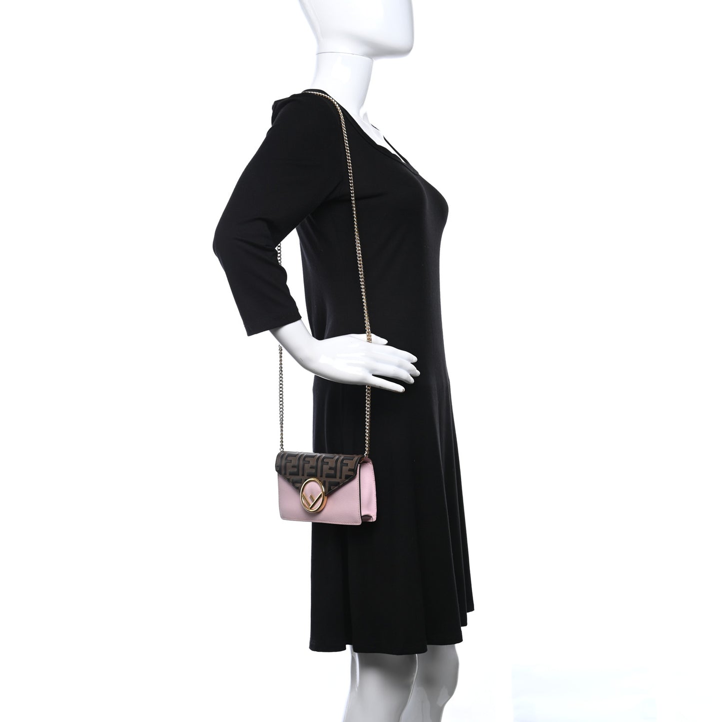 Vitello Cruise F is Fendi Bi-Color FF 1974 Embossed Envelope Belt Bag Maya Black Peonia