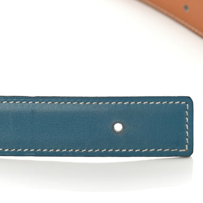 Hermes Chamonix 24mm Belt Strap 80 Blue Jean Natural 6 of 11