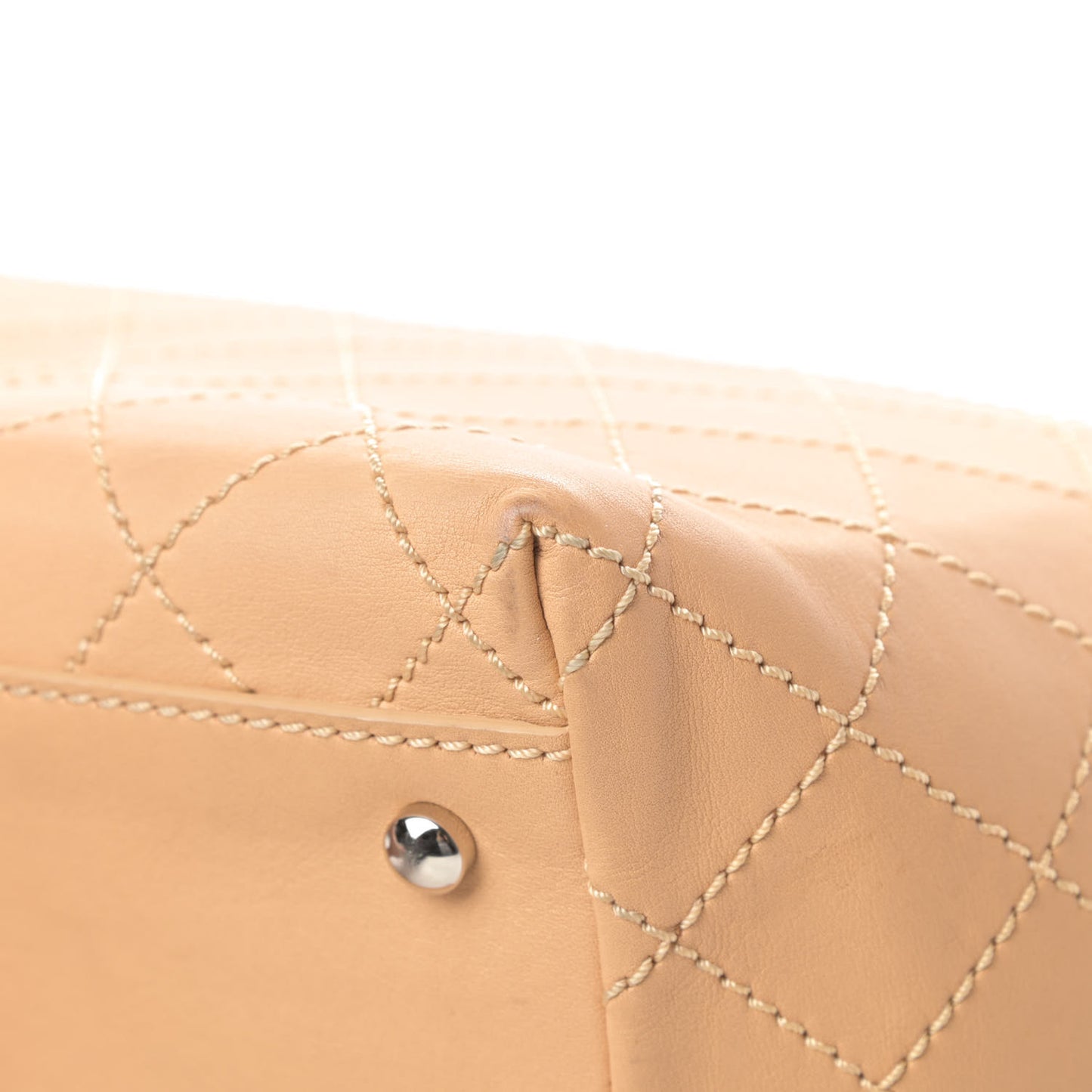 Calfskin Stitched Medium Shopping Tote Beige