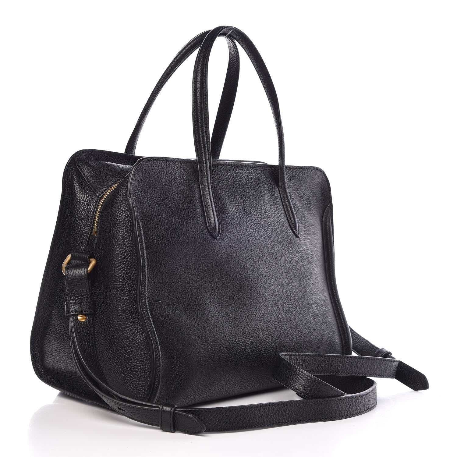 Alexander McQueen Pebbled Calfskin Small Skull Padlock Zip Around Tote Black 5 of 12