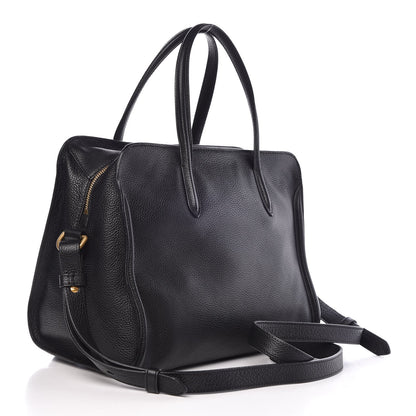 Alexander McQueen Pebbled Calfskin Small Skull Padlock Zip Around Tote Black 5 of 12