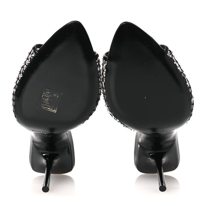 Saint Laurent Mesh Strass Giqua 95 Mule Sandals 37.5 Black 7 of 9