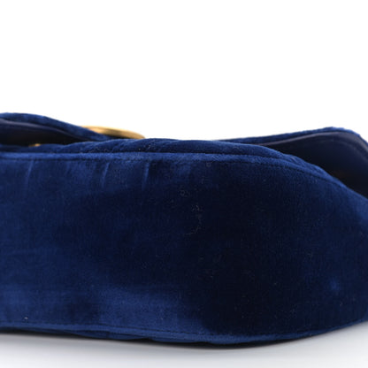 Gucci Velvet Matelasse Small GG Marmont Shoulder Bag Cobalt Blue 9 of 10