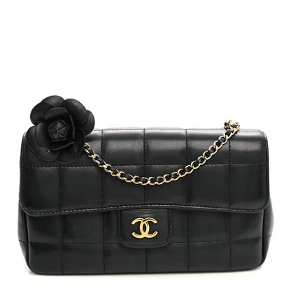 Chanel Lambskin Quilted Mini Chocolate Bar Camellia Flap Black 1 of 9